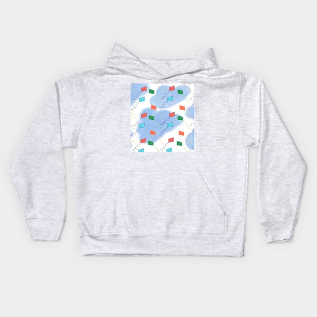 Kites Sky Doodles Kids Hoodie by Dreambigdigitaldesigns